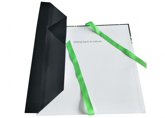 Ανακυκλωμένο πράσινο διπλώνοντας UV λογότυπο σημείων συνήθειας κιβωτίων παρουσίασης χαρτονιού με την κορδέλλα